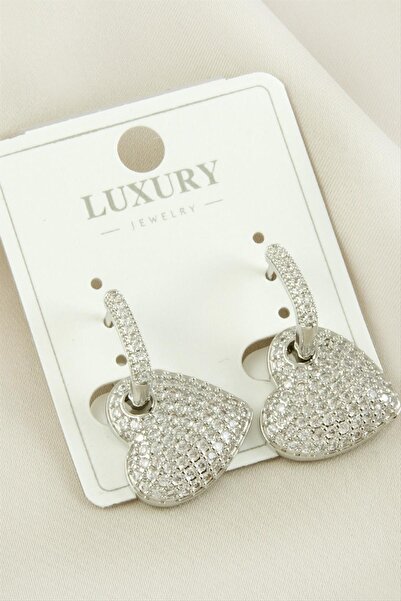 makay Heart Zircon Jewelled Luxury Earrings