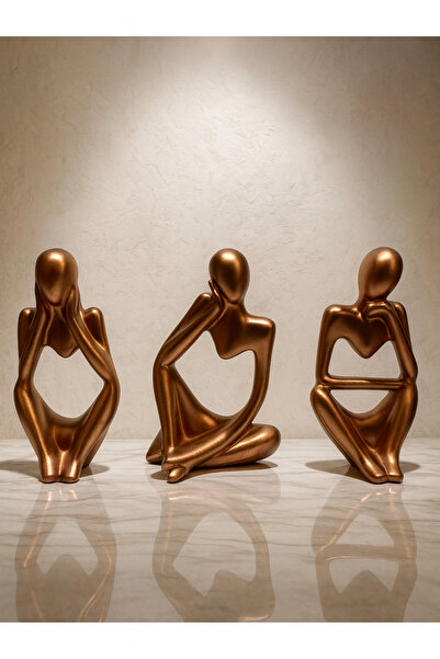 rufhomedesign Dekoratif 3’lü Soyut Düşünen Adam Heykel Biblo Obje Hediyelik M...