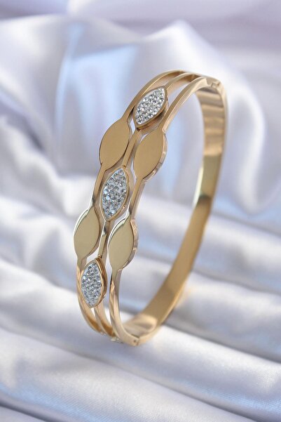 Inure Jewelry 316L الصلب الذهب اللون الشعير نموذج الزركون حجر التفاصيل أصفاد ...