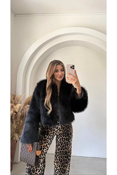 LİNDALİNA TEKSTİL سترة نسائية قصيرة مبطنة بقماش ناعم