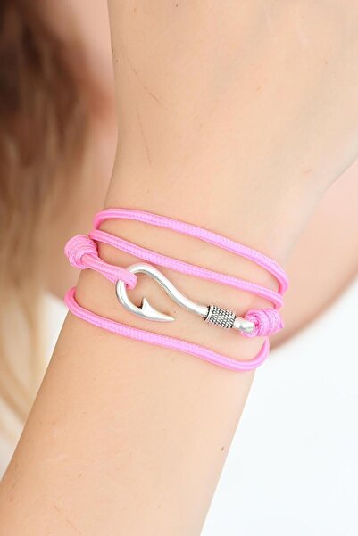 Inure Jewelry Pink Color Silver Metal Hooked Multi Bracelet Daily Use