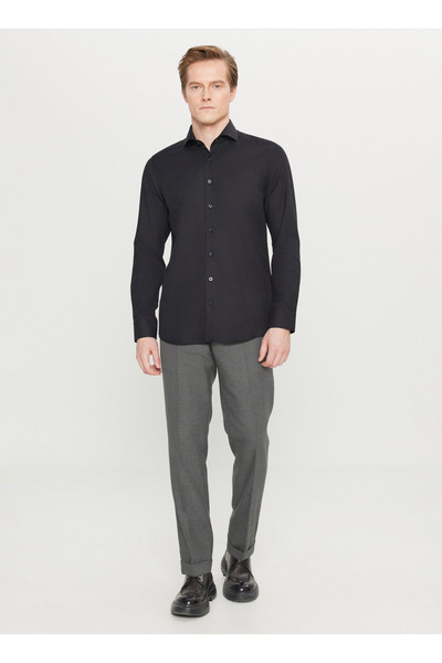 ALTINYILDIZ CLASSICS Tailored Fit İtalyan Yaka Siyah Erkek Gömlek ACE020261606_SYH