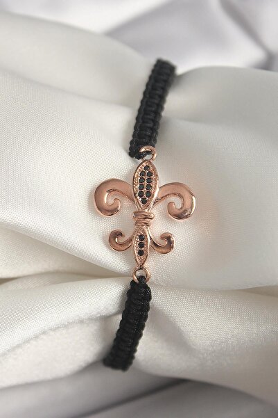 Inure Jewelry سوار نسائي من النحاس بلون الورد مرصع بحجر الزركون على شكل زهرة الزنبق مع تصميم مكرامية للاستخدام اليومي