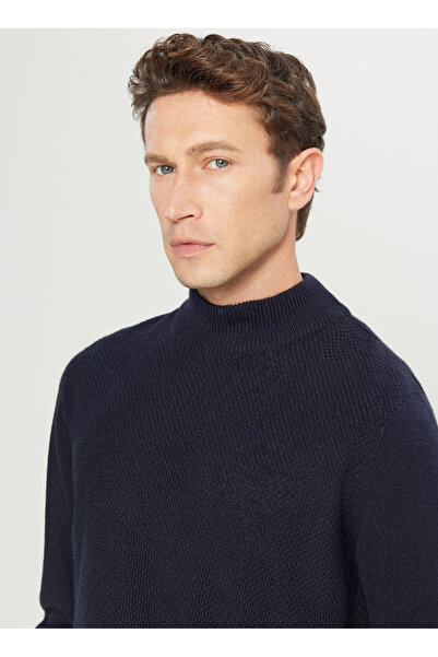 ALTINYILDIZ CLASSICS Pulover pentru bărbați cu jumătate de gât țesut standard bleumarin ACE049261482_LAC