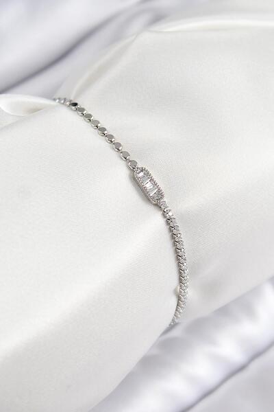 Inure Jewelry سوار نسائي من حجر الزركون والنحاس مستطيل الشكل وسلسلة مكسورة با...