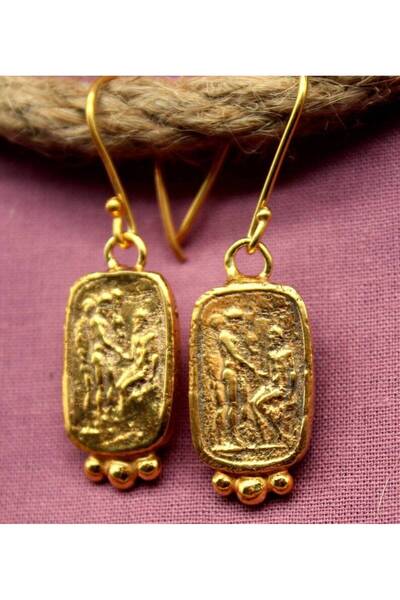 alpsilverart 925 Ayar Gümüş Yunan Dönemi Sikke Motifli Küpe | El Yapımı Antik Vintage Kadın Takı