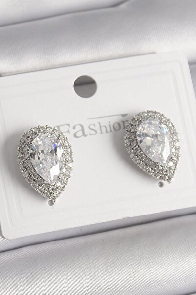 Inure Jewelry أقراط نسائية نحاسية فضية اللون مرصعة بأحجار الزركون