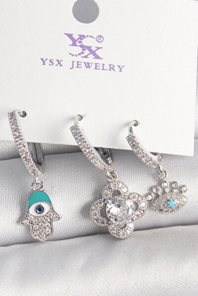 Inure Jewelry أقراط نسائية مكونة من 3 قطع بتصميم فاطمة مع تفاصيل العين مصنوعة...