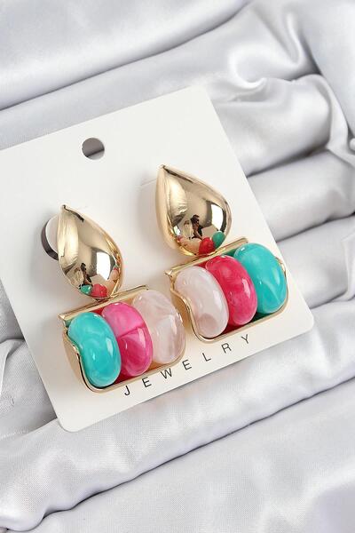 Inure Jewelry Brass Mixed Color Vintage Model Women's Earrings Daily Use