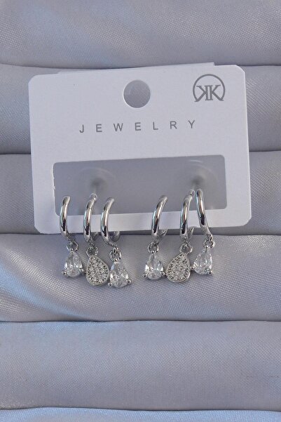 Inure Jewelry النحاس الفضي اللون الزركون حجر قطرة نموذج متعدد المظهر نصف حلقة...