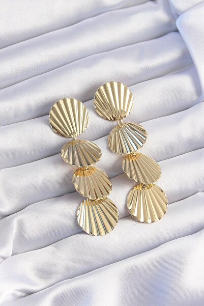 Inure Jewelry النحاس الذهب اللون صدف نموذج استرخى أقراط