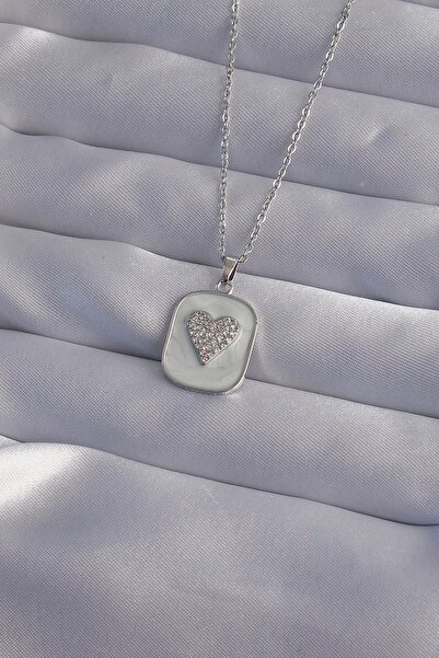 Inure Jewelry 316L سلسلة من الفولاذ نمط الرخام قلادة فضية اللون حجر الزركون ن...