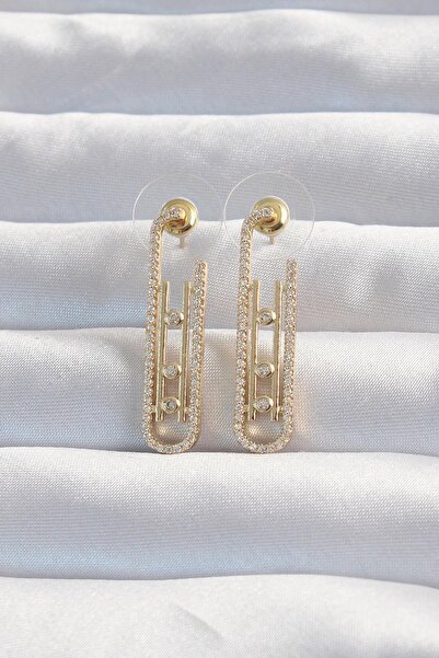 Inure Jewelry أقراط ميسيكا من حجر الزركون باللون الذهبي النحاسي