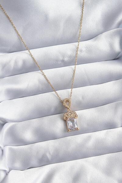 Inure Jewelry 316L سلسلة الصلب لون الذهب الزركون حجر تاج نموذج قلادة المرأة