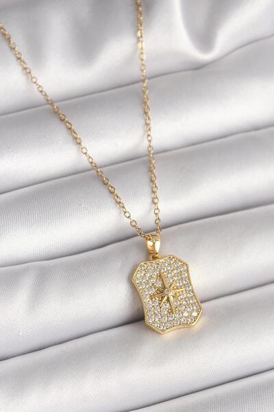 Inure Jewelry 316L الصلب سلسلة ذهبية اللون الزركون حجر القطب نجمة مطرزة المنج...