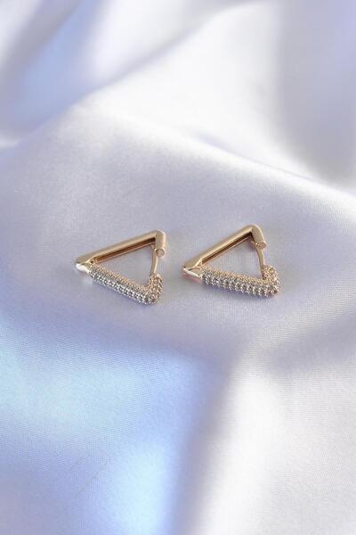 Inure Jewelry أقراط نسائية موديل مثلث من حجر الزركون باللون الذهبي للاستخدام اليومي