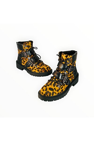 Raid Combat Boots for Women Microfiber Leopard Print, Size 38 EU