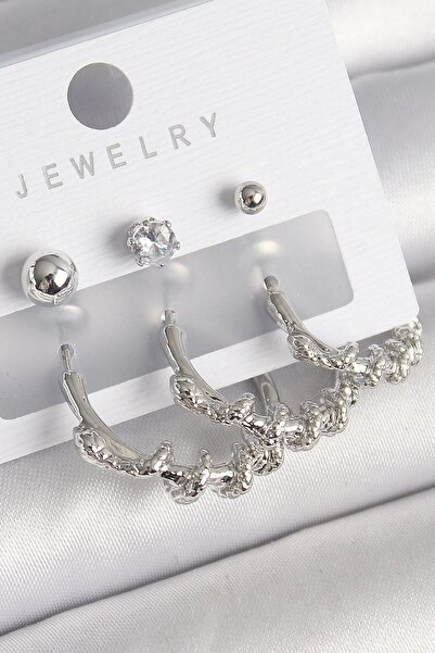 Inure Jewelry طقم أقراط نسائية من النحاس الفضي اللون بتصميم حلقة الثعبان المل...