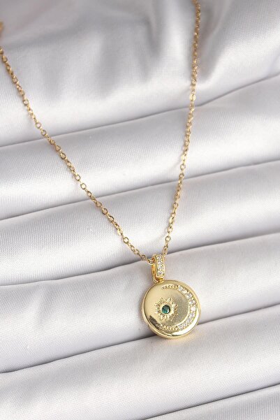 Inure Jewelry 316L Çelik Gold Renk Zincir Zirkon Taş İşlemeli Hilal Yıldız İş...