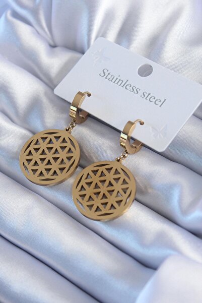 Inure Jewelry أقراط نسائية من الفولاذ 316L بلون ذهبي على شكل زهرة اللوتس للاستخدام اليومي