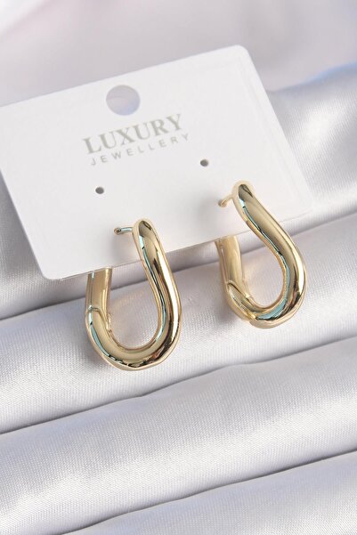 Inure Jewelry Brass Gold Color Hoop Model Women's Earrings Daily Use