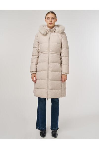 Kayra Hotfix Printed Anorak Coat Beige