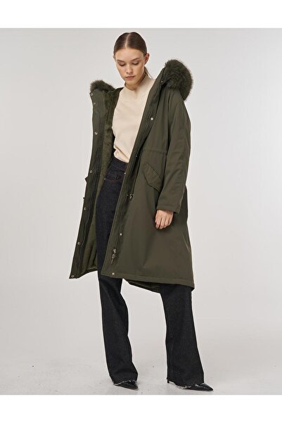 Kayra Pocket Detailed Anorak Coat Khaki