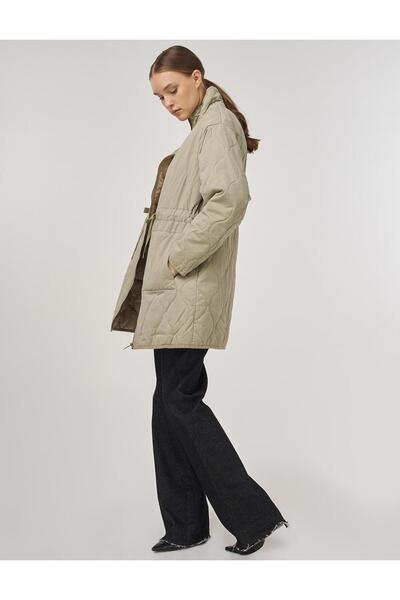 Kayra Stand Collar Anorak Coat Light Brown