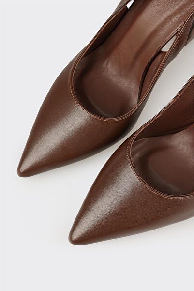 Elle Shoes Kahve Deri Kadın Topuklu Ayakkabı