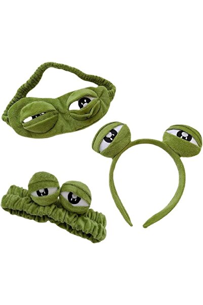 Innovium Set Accesorii Cosmetice cu Broasca 3D Innovium™ – Masca de Somn, Bentita si Hairband Haioase