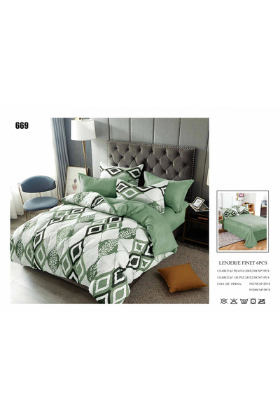FIONNA.RO Finet Bed Linen 6 Pieces - Abstract Pistachio Green