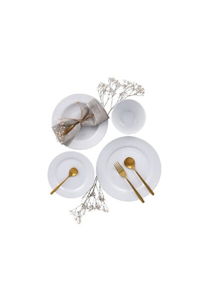 LA MESA طقم عشاء أبيض مكون من 16 قطعة