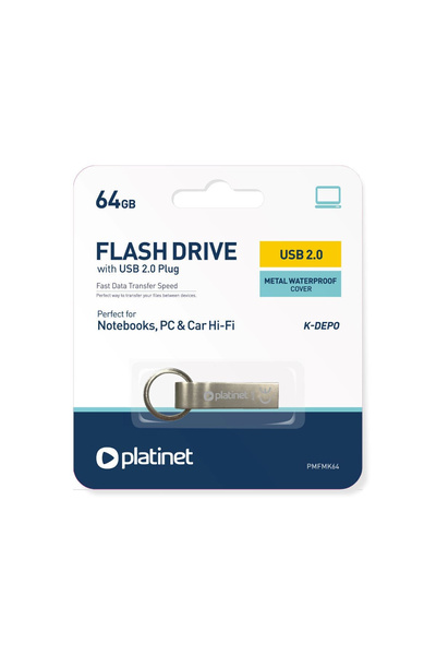Platinet USB Memory, PLATINET, Pendrive K-DEPO, Metal, 64 GB, USB 2.0, Silver