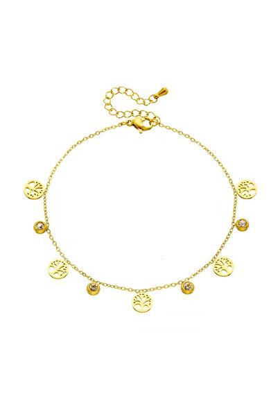 Pursehuit Brățară de gleznă aurie din oțel inoxidabil, suflată cu aur de 18k,...