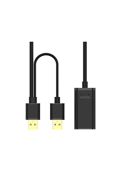 Unitek كابل تمديد USB 2.0 نشط بطول 5 أمتار - سرعة 480 ميجابت في الثانية، توصيل وتشغيل، أسود | Y-277