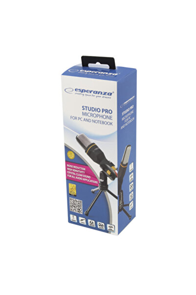 ESPERANZA StudioPRO microphone for PC or laptop with mini tripod included in the package