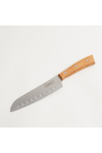 Alberto stainless steel santoku knife 7" with wooden handle, brown