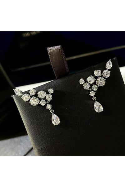 Pursehuit Cercei de culoare argintie cu pietre de zirconiu, Janica C18