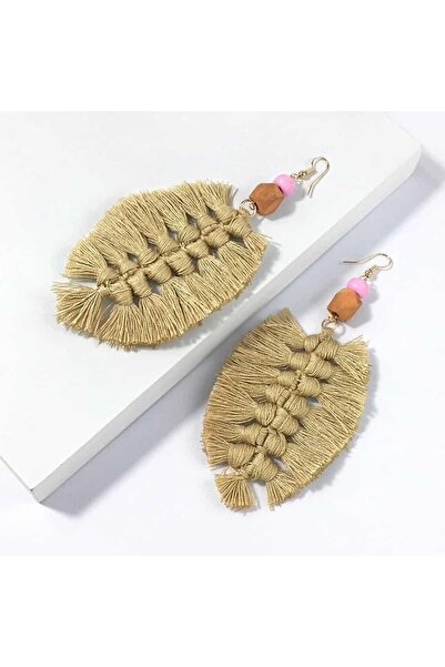 Pursehuit Braided leaf earrings, beige, Lottie C3