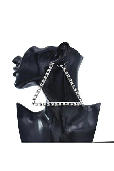 Pursehuit Cercei culoare argintie, formă de triunghi, cu pietre, Roksana C3