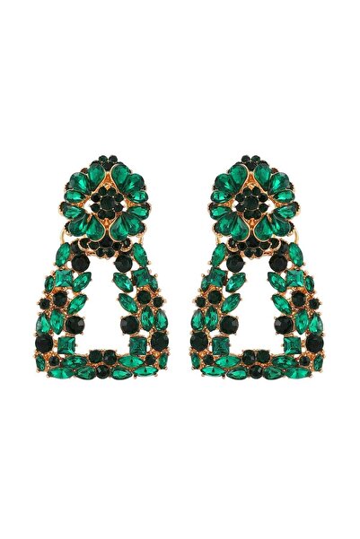 Pursehuit Cercei culoare aurie cu pietre verzi și negre, Solgunn C3