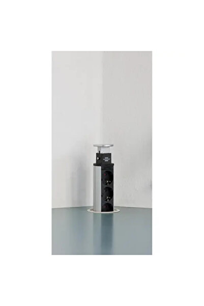 Brennenstuhl Retractable Power Strip Brennenstuhl, Aluminum, 3 outlets, 2M cable, Black