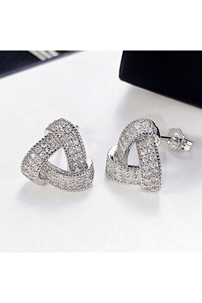 Pursehuit Сребърни обеци, форма на възел, с циркониеви камъни, Adonis C16