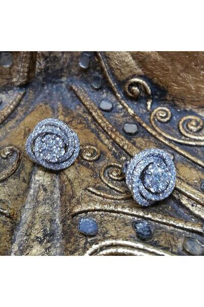 Pursehuit Cercei spiralați cu zirconiu, culoare argintie, Kasandra C8