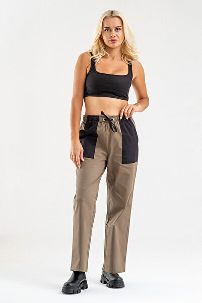 Bold & Young Pantaloni din bumbac lycra cu patru buzunare, cu talie elastică pentru femei