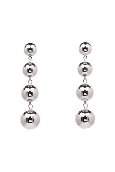 Pursehuit Ασημένια, μακριά, σφαιρικά σκουλαρίκια, Jeanette C8