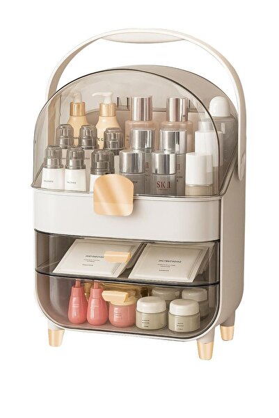 Poomy منظم مكياج بأدراج شفافة، صندوق تخزين ومستحضرات تجميل ذو سعة كبيرة، منظم...