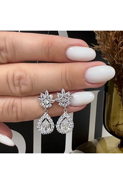 Pursehuit Cercei de culoare argintie cu pietre de zirconiu, Jalma C12