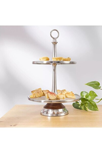 Generic Leaf 2-Tier Cake Stand - 28 cm