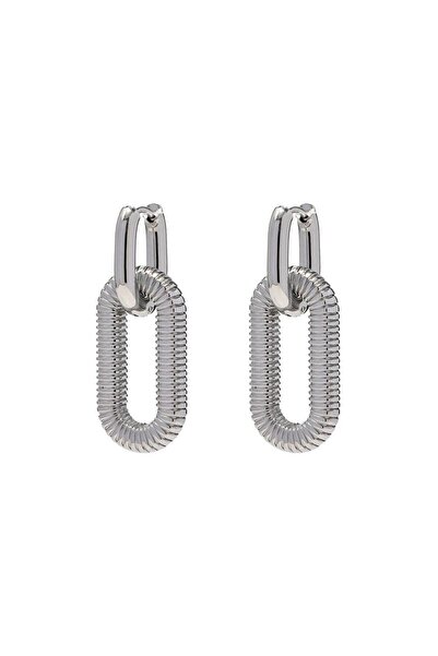 Pursehuit Σκουλαρίκια σε ασημί χρώμα, ανοξείδωτο ατσάλι, οβάλ σχήμα, επιχρυσω...